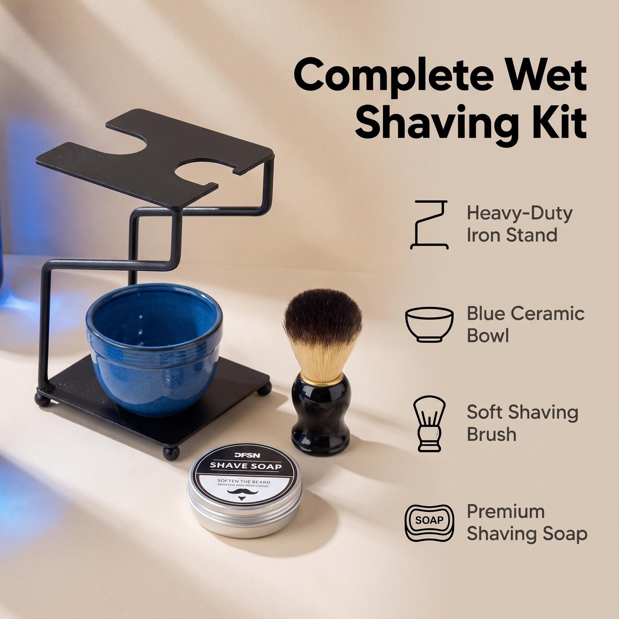メンズシェービングセット スタンド付き Amazon.co.jp: シェービングキット カミソリスタンドセット ブルー